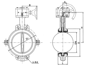 D371(半襯)、D371Fs(全襯)蝸輪對(duì)夾襯氟塑料蝶閥
