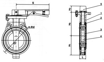 D71X(半襯)、D71J、D71H/Fs(全襯)襯夾襯膠蝶閥外形尺寸圖
