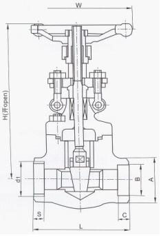 Z11鍛鋼閘閥結(jié)構圖